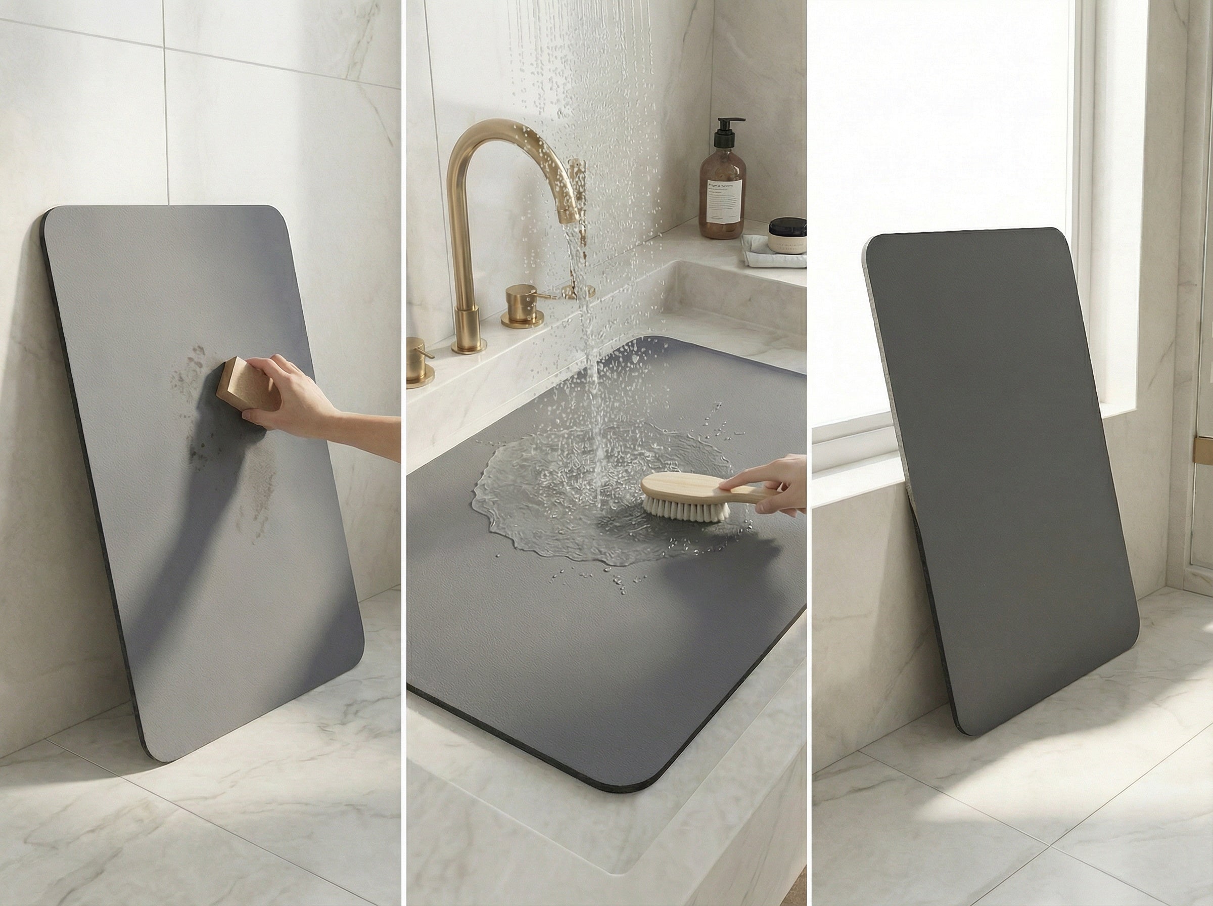 Comment nettoyer un tapis de bain en diatomite?