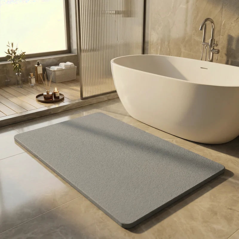 Tapis pour salle de bain grande taille absorbant et antidérapant, séchage rapide, idéal pour couvrir un grand espace avec confort et sécurité.