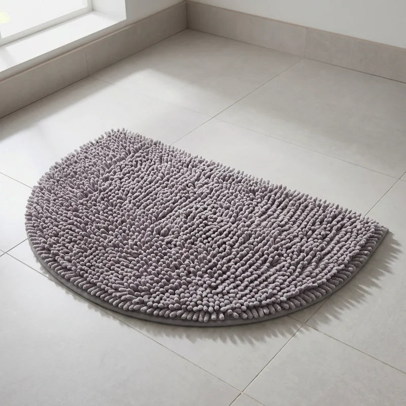 tapis de bain demi lune gris absorbant antidérapant sortie de douche