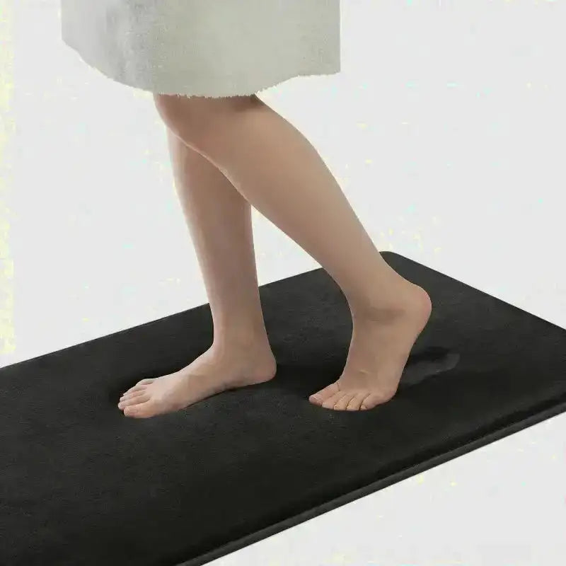 Black plush bath mat
