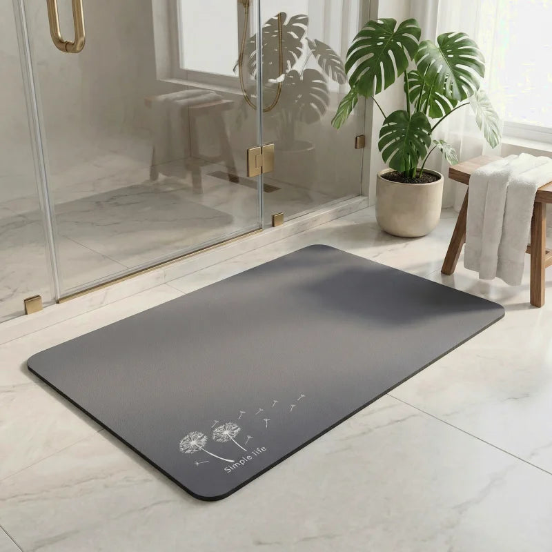 Tapis de bain diatomite absorbant et antidérapant, séchage rapide, idéal pour une salle de bain propre, moderne et sécurisée au quotidien.