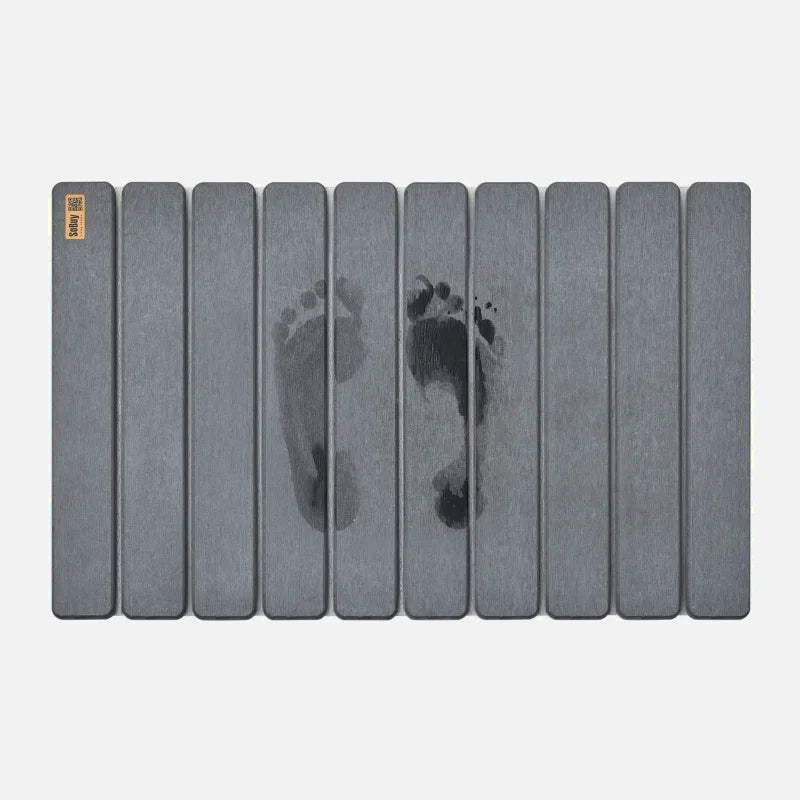 Tapis en pierre de diatomite absorbant et antidérapant, séchage ultra rapide, idéal pour salle de bain moderne et hygiène optimale.