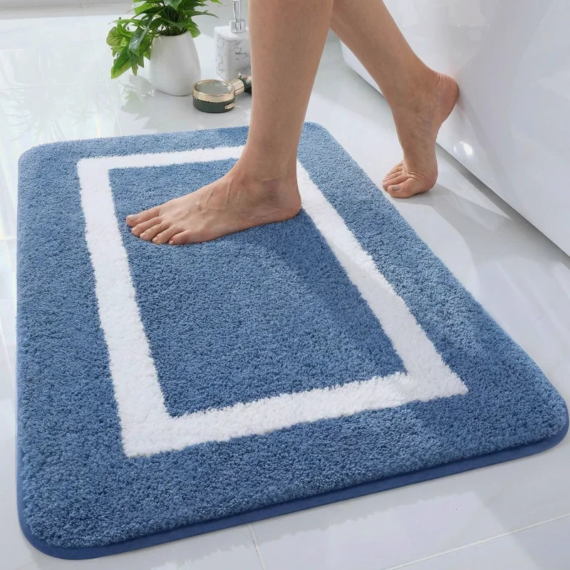 Tapis épais salle de bain absorbant et antidérapant, séchage rapide, confort moelleux idéal pour sortie de douche et usage quotidien.
